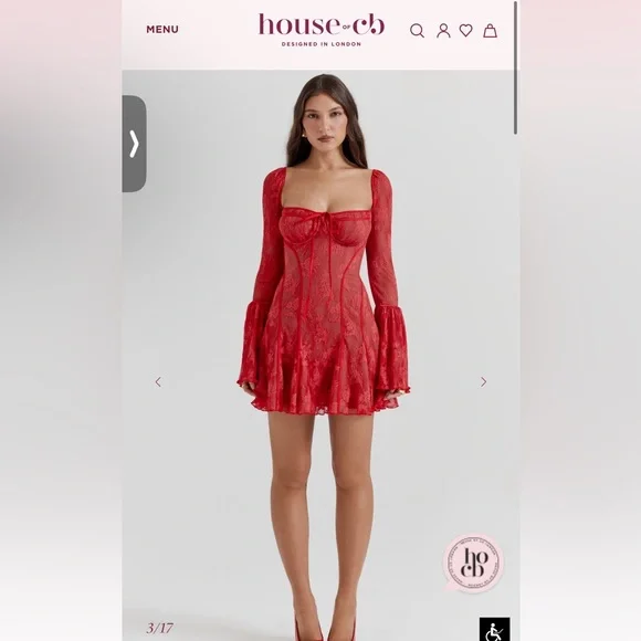 (NEW) House of CB Analissa Scarlet Lace Corset Dress – NWT - Picture 9 of 10